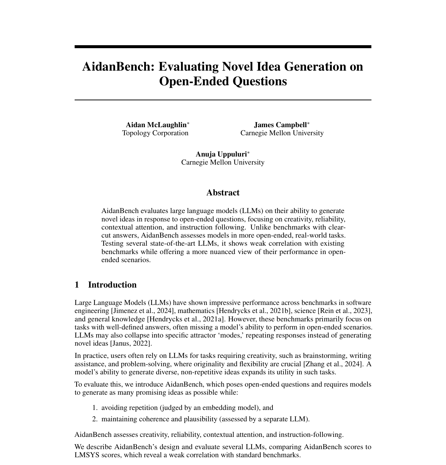 AidanBench paper cover