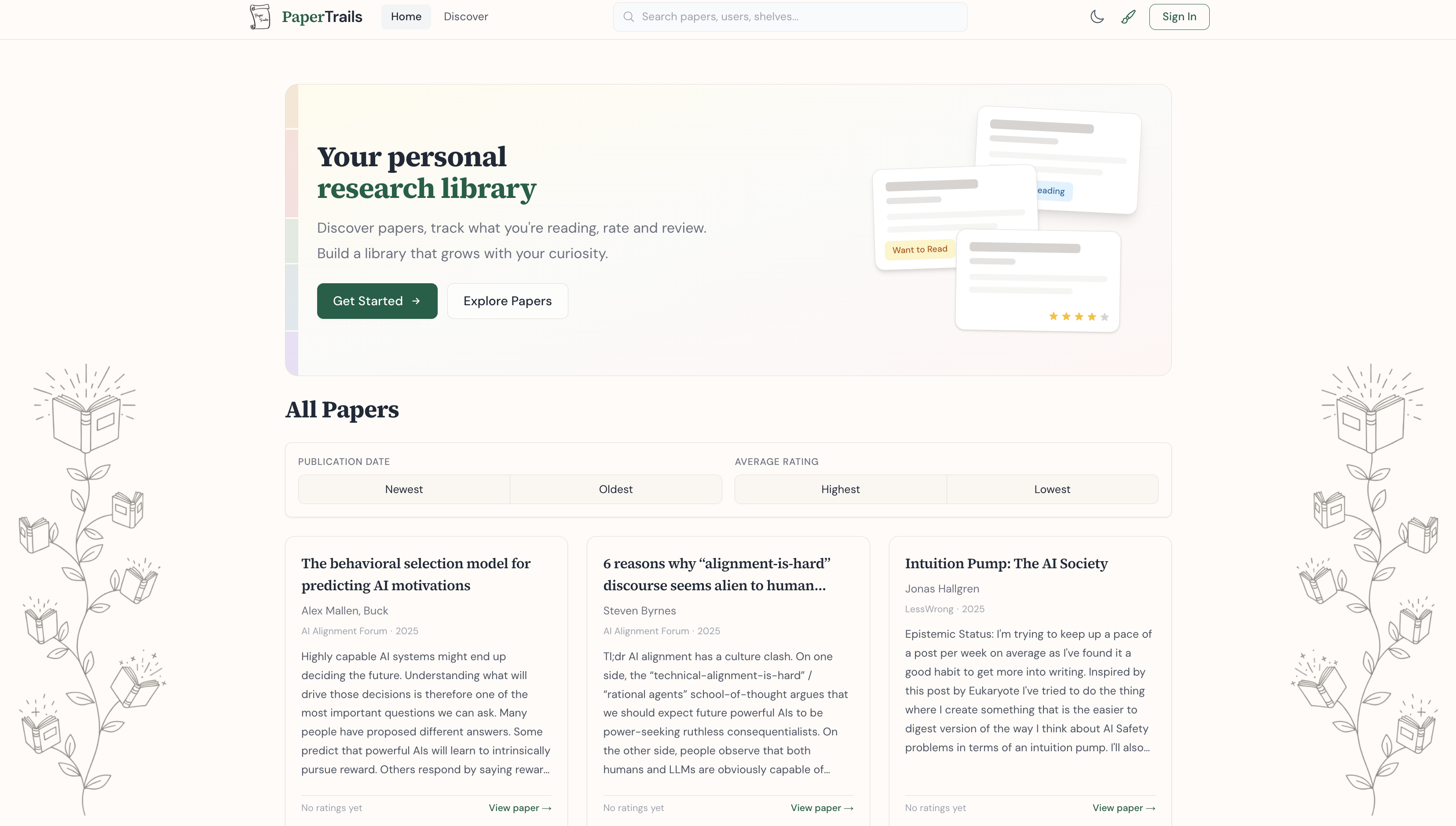 Paper Trails interface
